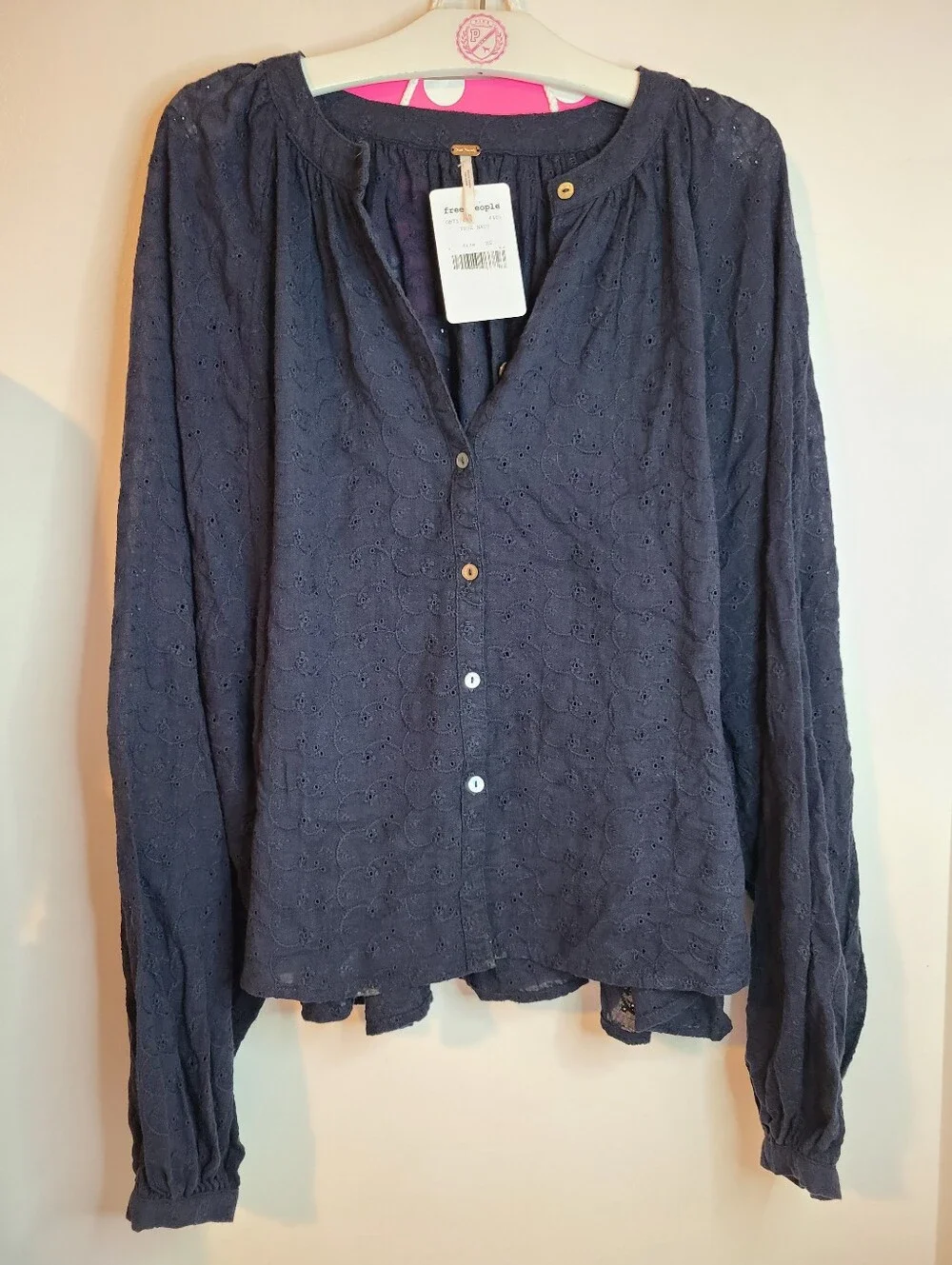Free People Down From The Clouds Oversized Eyelet Cotton Peasant Top